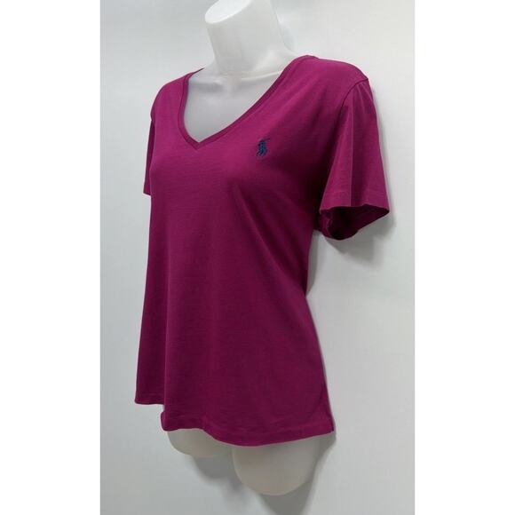 Ralph Lauren Women Purple Short Sleeve V Neck T-Shirt XL - Picture 3 of 6